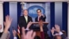 Los secretarios de Estado,Mike Pompeo, y Tesoro, Steven Mnuchin, anuncian a la prensa las sanciones contra Irán.