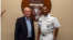 El congresista Carlos Gimenez y el almirante Alvin Holsey en el Comando Sur