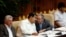 El primer secretario del Partido Comunista de Cuba (PCC), Raúl Castro (c-d); junto a los presidentes de Bolivia, Evo Morales(d); Venezuela, Nicolás Maduro (c-i) y el cubano, Miguel Díaz-Canel (i),en el Foro de Sao Paulo. 17 julio de 2018.